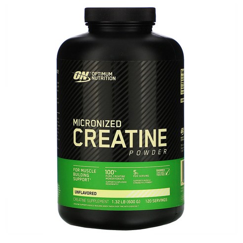 옵티멀뉴트리션 Optimum Nutrition Micronized Creatine 옵티멀 뉴트리션 미분화 크레아틴 파우더 무향 1.32 lb (600 g), 1개