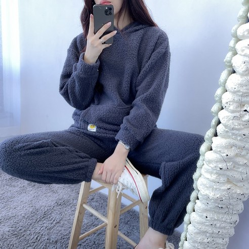 VANANA2 국내제작 데일리 보아 양털 후드티 조거 팬츠 트레이닝 세트