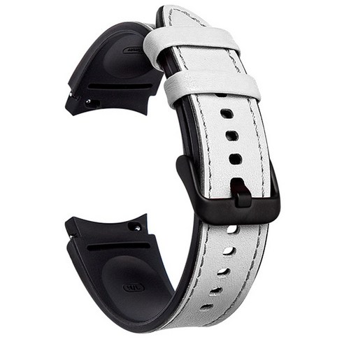 실리콘 + 가죽 스트랩 삼성 갤럭시 시계 4 밴드, white, Galaxy Watch4 44mm