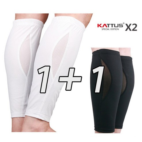 1+1 카투스 종아리슬리브 종아리보호대 X-2, 블랙+화이트, 2개