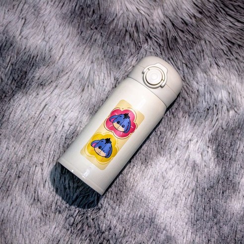 H14 귀여운 입체 만화 점프 보온컵 스테인리스강 작은 물컵 ins 휴대용 컵 선물, 당나귀, 350ML