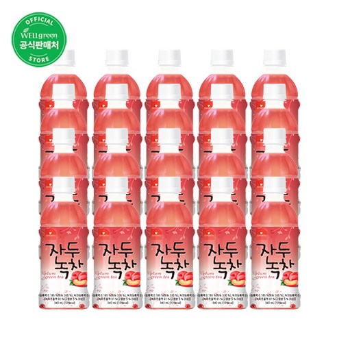 웰그린 자두녹차 340ml (20페트) 1개 1박스 기타차음료, 20개