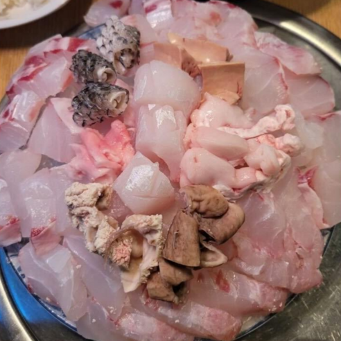 국내산 자연산 민어회 모둠 필렛 민어부레 민어껍질