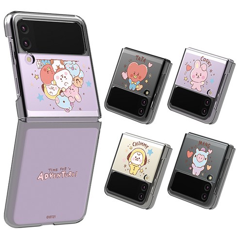 BT21 베이비 스케치 갤럭시 Z 플립3 투명 슬림케이스 치미 타타 쿠키 알제이 코야 망 슈키, 투명 슬림케이스 코야