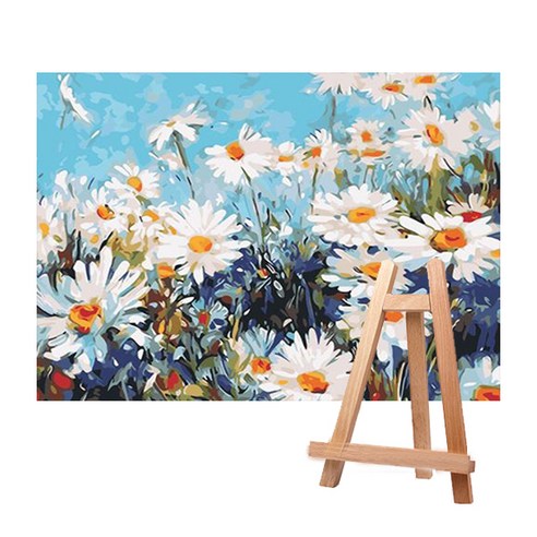 리빙듀오 DIY 쉬운 명화 유화 그리기 세트 중형 40x50 + 중형이젤, A-052 코스모스+중형이젤