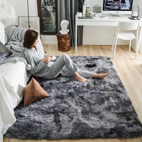 [RichMagic] 버블 키스 플러시 카펫 거실 얽히고 설킨 털이 모피 4cm 두꺼운 소프트 스폰지 벨벳 지역 러그 홈 인테리어 층 매트 살롱, 40X60cm, Dark grey