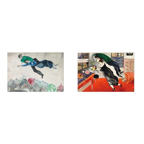 케이아트 인테리어 그림 노프레임 액자 15x20cm 2개Set, 9 샤갈서커스생일