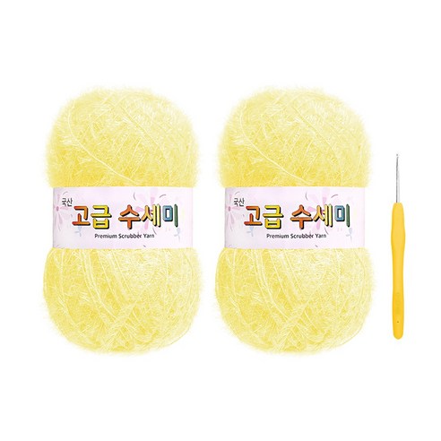 울클럽 별꽃수세미 DIY 고급수세미실 2볼 + 코바늘 6호 (동영상제공), 152소프트옐로우