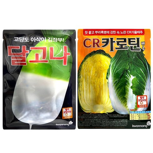 김장 무 배추 코팅씨앗 2종세트 달고나 카로틴배추 씨, 단품
