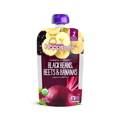 해피베이비 클리어리 크래프티드 어린이 스무디, 검은콩 + 비트 + 바나나(Black Beans + Beets + Bananas), 113g, 1개