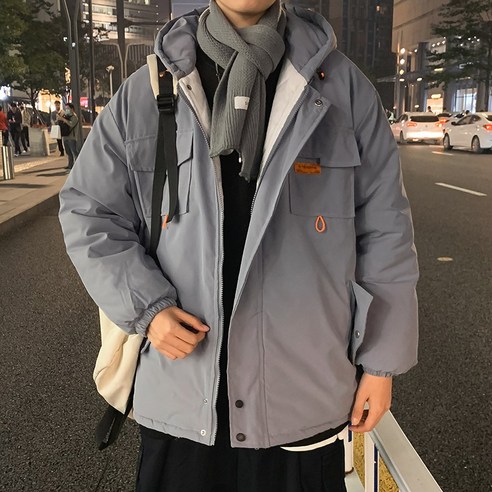 DFMEI 코튼 패딩 의류 남성 홍콩 스타일 느슨한 후드 작업복 코튼 패딩 의류 겨울 한국 스타일 유행 캐주얼 모든 일치 빵 코트