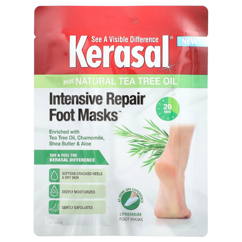 케라셀 Kerasal Intensive Repair Foot Masks 천연 티트리오일 함유 풋 마스크 2매 KSL-00750