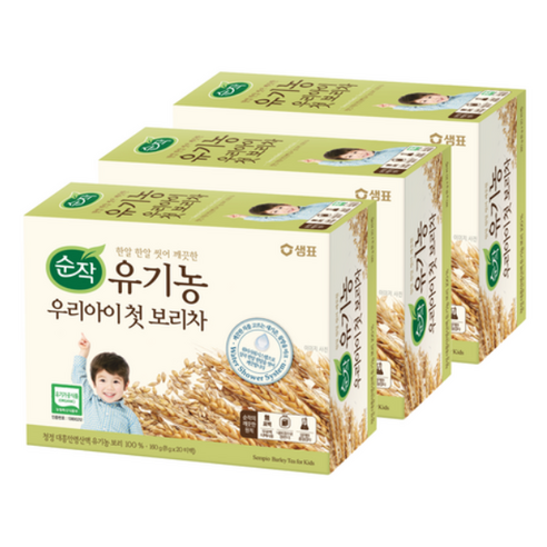 순작 유기농 우리아이 첫 보리차, 160g, 3개