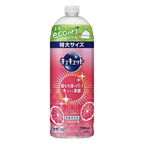 큐큣토 주방세제 거품이 팍! 핑크 자몽향 리필용 700ml, 1개