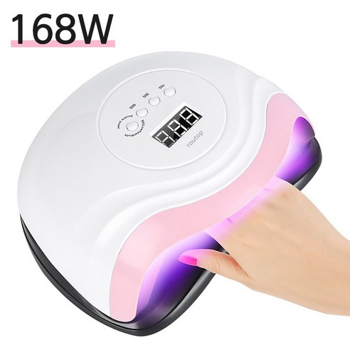 Routop LED/UV 젤네일 램프 168W 램프 4가지 모드 셀프 네일아트 기계 220V, 6개
