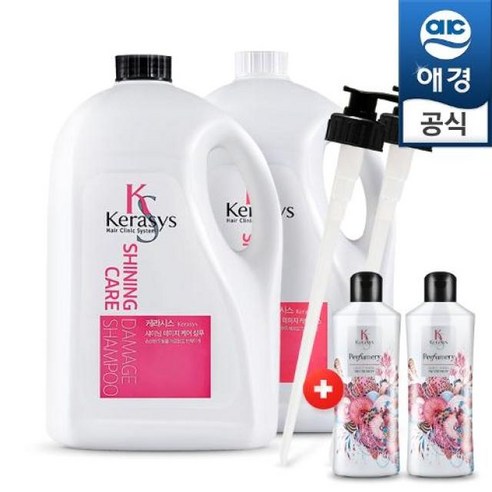 케라시스 대용량 샤이닝 데미지 샴푸/린스 4L x1+펌프 1개+180ml 샴푸2개, 케라시스 린스 4L x1+펌프 1개+180ml 샴푸2개