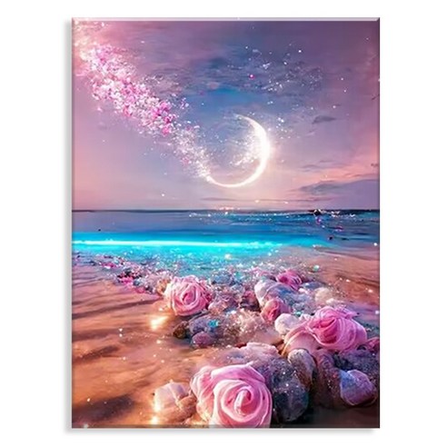 엔픽아트 캔버스형 보석십자수 40 x 50 cm, MK129 빛나는 바다, 1개