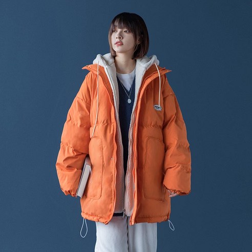 YY 가짜 투피스 코튼 패딩 코트 여성 겨울 홍콩 스타일 세련된 코트 한국어 스타일 느슨한 코튼 패딩 코트 겨울 두꺼운 면화 모자