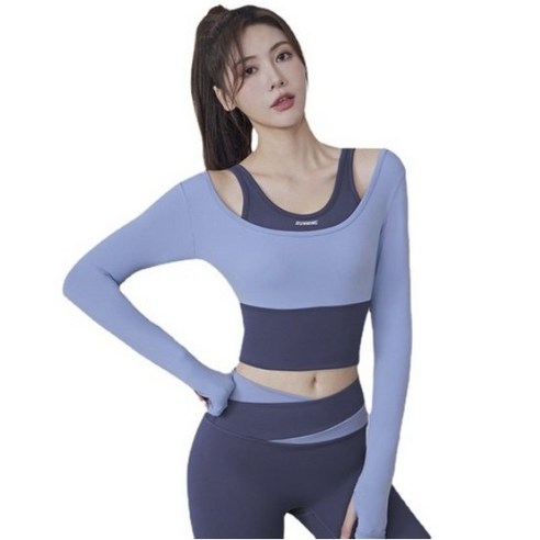 긴팔 캡내장 크롭탑 필라테스복 요가복 상하의 세트 양말증정