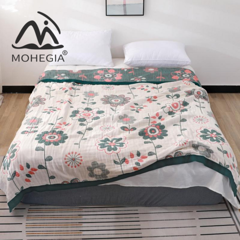 MOHEGIA 여름 패션 새로운 간단한 니트 코튼 여름 시원한 이불 부드러운 피부 친화적 인 에어컨 이불, {"차원":"150cm x 200cm"}, 작은 해바라기-녹색