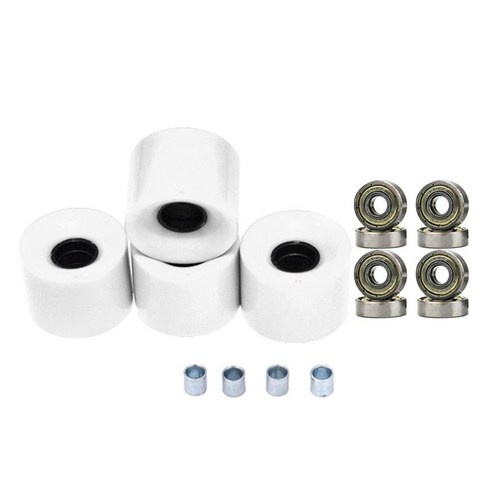 롱보드 스케이트보드 휠 60mm 78A 베어링 포함 4개 세트 크루저 롱보드용 교체 휠, 화이트 골드 커버, PU