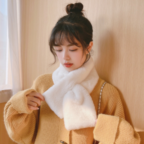 형아놀이터 쁘띠 숏 부드러운 여성목도리 편한목도리 캠핑목도리, 화이트, 1개
