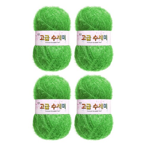 울클럽 별꽃수세미 DIY 고급수세미실 80g 4볼세트 + 동영상제공, 102연두