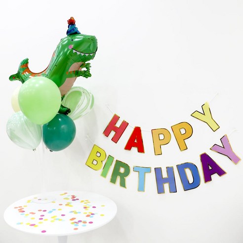 생일파티 데코세트 / 홈파티 파티소품 셀프촬영 풍선 은박 유니크 감성, 4. 고깔 공룡 생일파티 데코세트