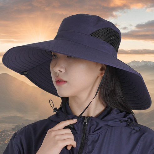 슈타커 햇볕차단 남여공용 챙넓은 아웃도어 자외선차단 모자, 네이비블루