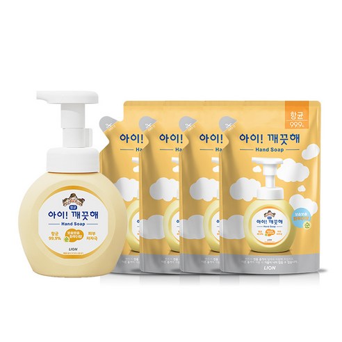 아이깨끗해 용기 250ml+ 리필 200ml X 4개 세트, 1개