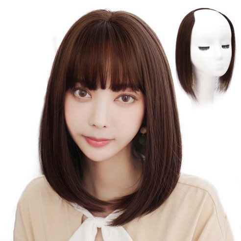이쁘다샵 가발위드 짧은머리 스타일 어반쇼트 숱보충 붙임머리, 다크브라운30cm, 1개
