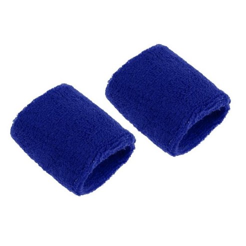 2Pcs 스포츠 농구 배드민턴 테니스 남여 공용 코튼 스웨트 밴드 팔찌, 로얄 블루, 8x7cm