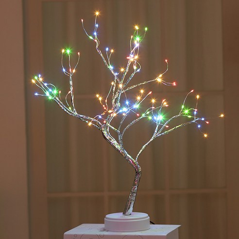 치프몰 LED 자작나무 트리 조명 50cm 10종, 소형 108구(칼라빛) 은색 나무