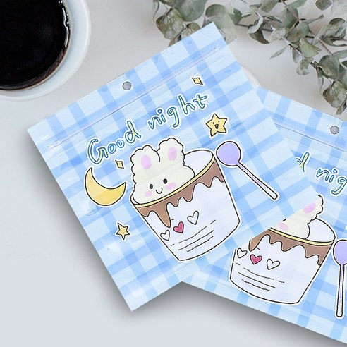 리리월드 귀여운 구디백 예쁜 지퍼백 어린이집 선물 포장 봉투 48P, 48장, 12.잘자요(13.5x13.5cm)