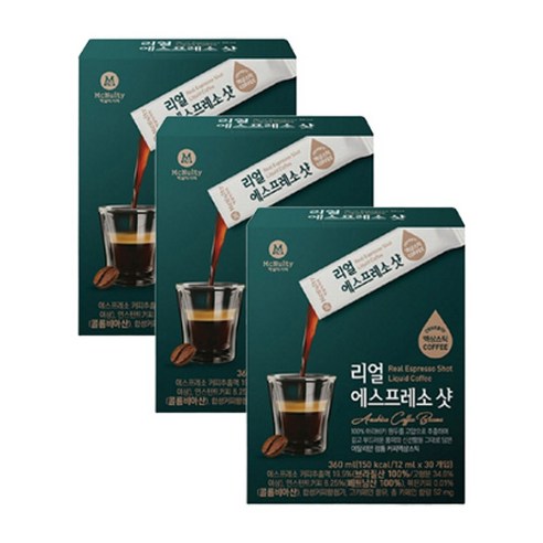 맥널티커피 리얼 에스프레소 샷 블랙 액상 스틱 커피 450ml, 12ml, 30개입, 3개