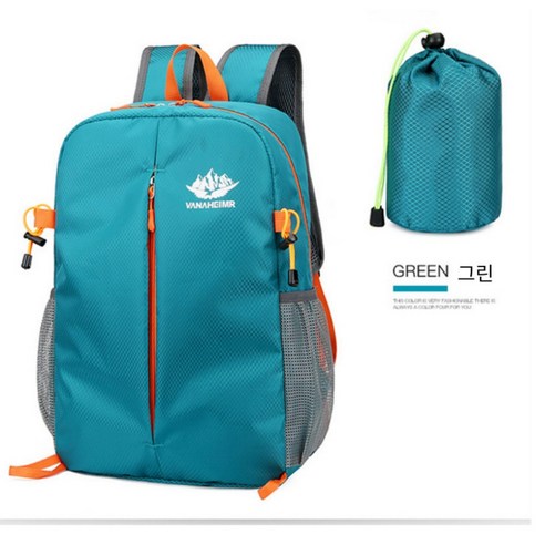 셔니엘 초경량 휴대용 폴딩 등산 백팩 자전거 백팩 트레킹 스포츠 가방 배낭, 그린