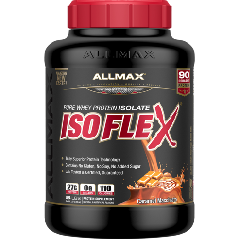 Allmax 아이소플렉스 퓨어 웨이 프로틴 아이솔레이트, 카라멜 마끼아또(Caramel Macchiato), 2.27kg, 1개