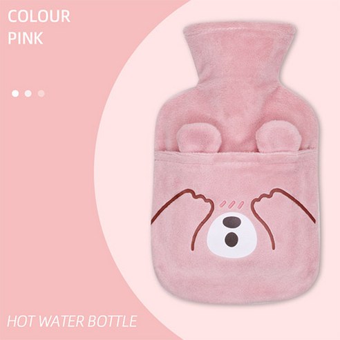도림 귀여운 동물 보온 물주머니 찜질팩 핫팩, 핑크베어, 350mL, 1개