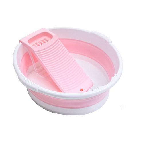 JBK 접이식 세탁조 빨래판 대야 가정용 라지 세숫대야 발세척기XYP01, 1개, 핑크색