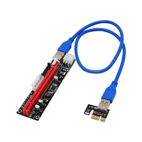 PCI-E 라이저 1X ~ 16X 그래픽 확장 마이닝 전원 라이저 어댑터 카드, 설명, 블루, 플라스틱 금속