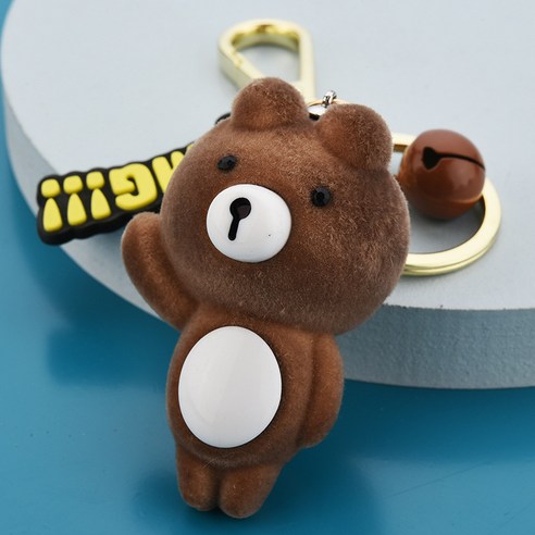 벨벳 손잡이 곰 열쇠고리 만화 곰돌이 카우보이 액세서리 남녀 가방 액세서리 액세서리 자동차 열쇠사슬, 다갈색
