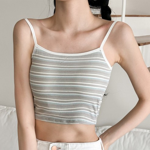 블루씨티 캡내장 스트라잎 포인트 크롭 나시 브라렛 브라탑