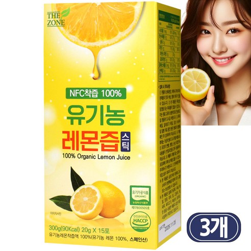 더존헬스케어 NFC착즙 100% 유기농 레몬즙 스틱 15p, 300g, 3박스