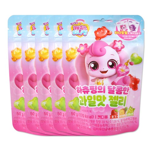 해호 캐치티니핑 젤리 4종 띠부씰 스티커, 5개, 50g