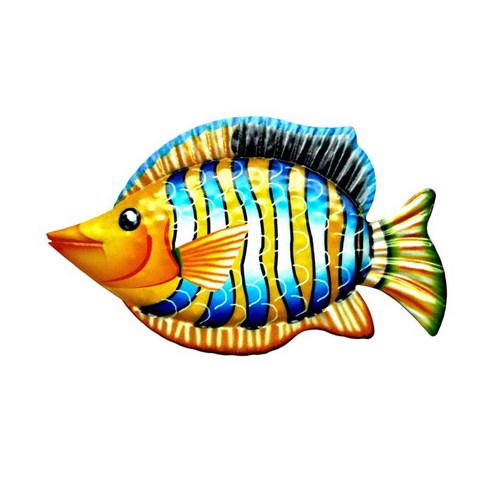 옥외 실내를 위한 벽 예술 장식 조각품을 거는 해안 바다 바다 금속 물고기, 주황색, {"수건소재":"금속"}