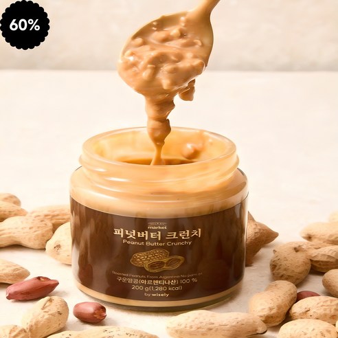 최화정 무가당 무첨가 땅콩버터 100% 크런치 200g, 200g, 3개