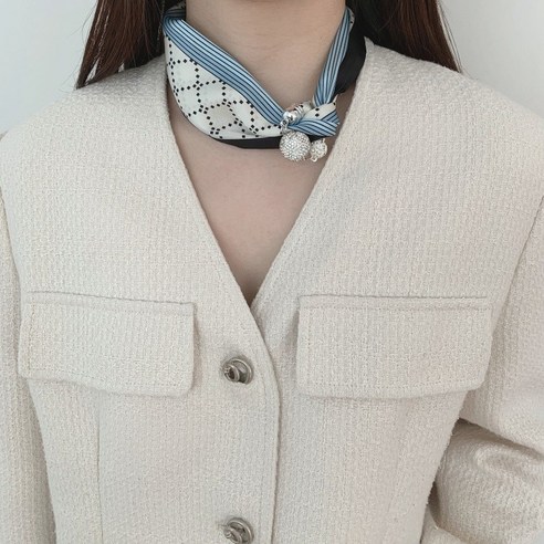 딜모아 큐빅 마그네틱 버클 쁘띠 스카프 자석 목걸이 스카프