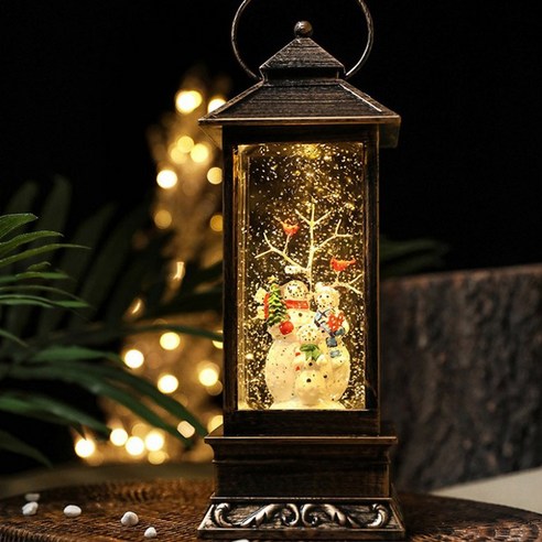 크리스마스 오르골 워터볼 선물 가랜더 조명 LED 크리스마스 장식 소품 선물 산타 인테리어 트리 무드등, 스노우맨