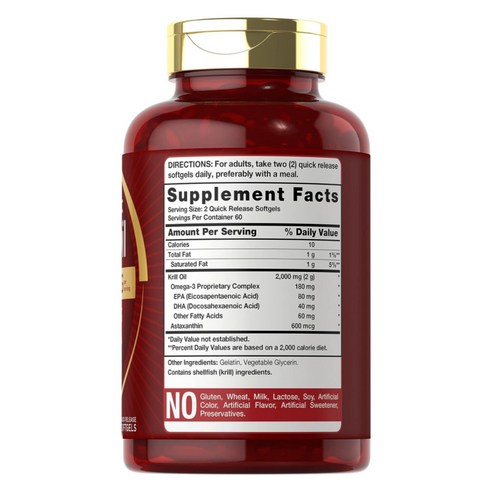 칼라일 남극 크릴오일 2 000mg 오메가3 EPA/DHA 아스타잔틴 120캡슐 X2팩, 30정, 2개