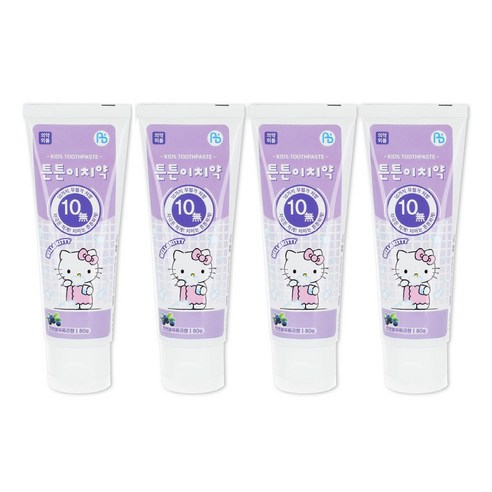 튼튼이치약블루베리향 튼튼이치약딸기향, 헬로키티 천연블루베리향 80g 4개